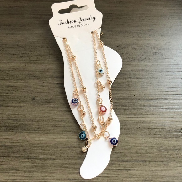 Evil Eye 🧿/ Mal de ojo anklet in gold tone-#B4/B6 - Picture 1 of 3